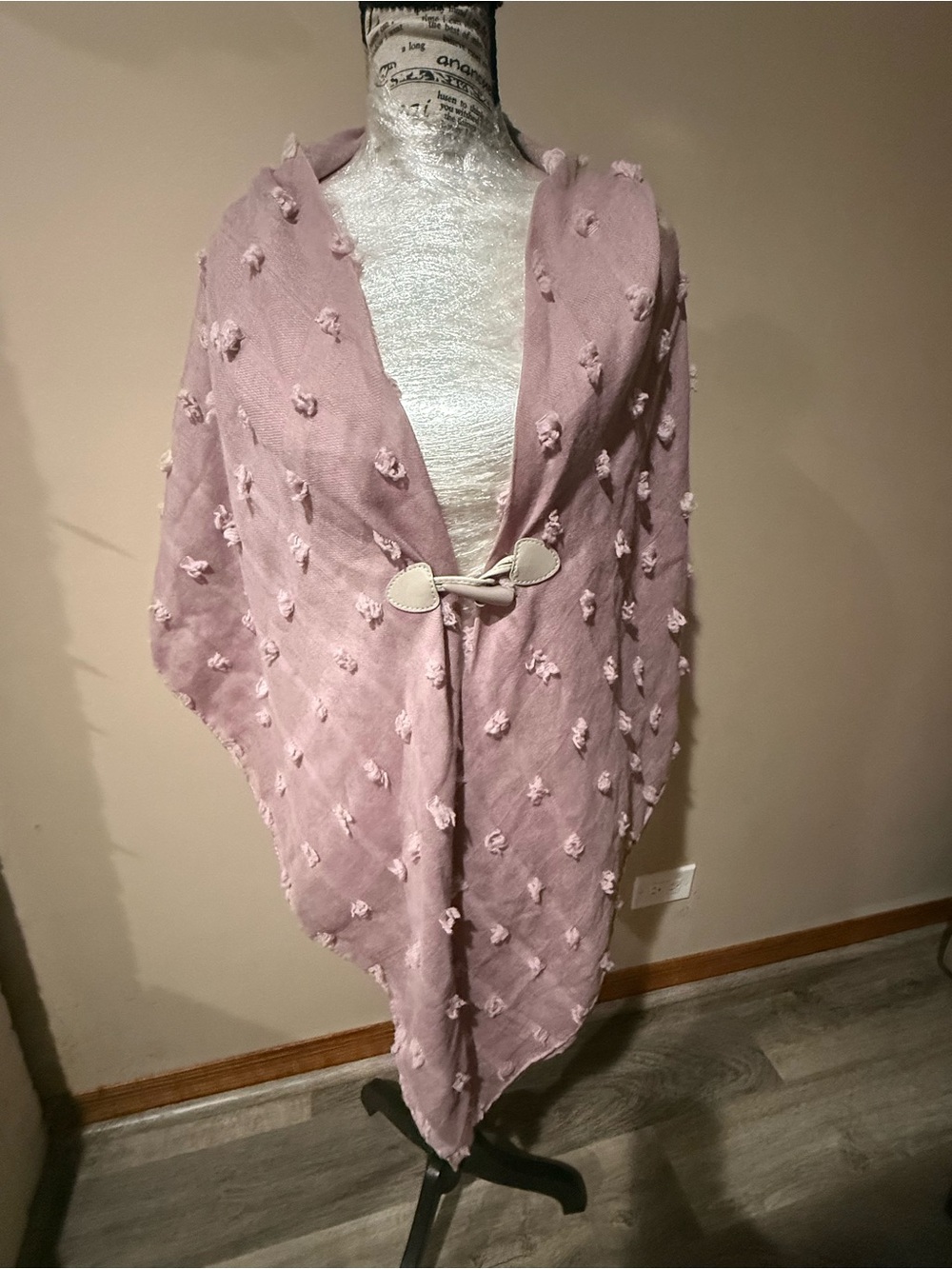 Dusty Pink Women's Shawl Wrap with Toggle Detail